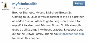 Fabolous meets mike browns Parents in Ferguson