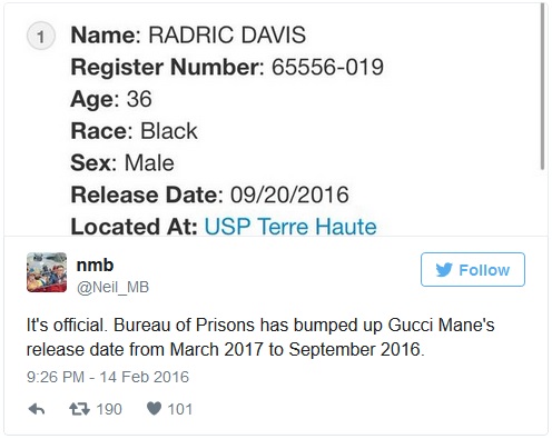 Gucci Mane Will Be Released From Prison In September 2