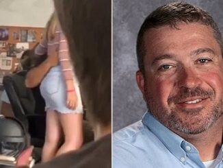 Teacher suspended after video shows him touching a student inappropriately.