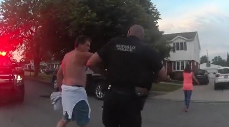 Video shows intoxicated NY Judge shoving Buffalo officer during neighbor dispute.