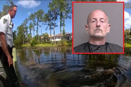 Shirtless Florida Man Jumps Into Alligator-Infested Canal While Fleeing Deputies.