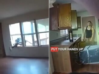 Oklahoma copper theft suspect allegedly dives headfirst through a closed glass window to escape a deputy, leaving his backpack and driver's license behind.